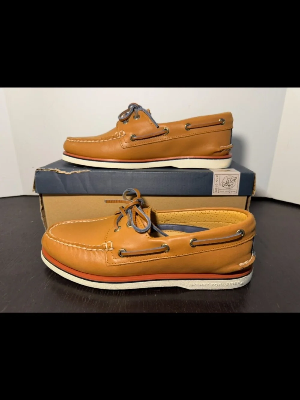 Sperry Gold Cup Authentic Original 2 Eye Boat Shoes Tan Mens 8M